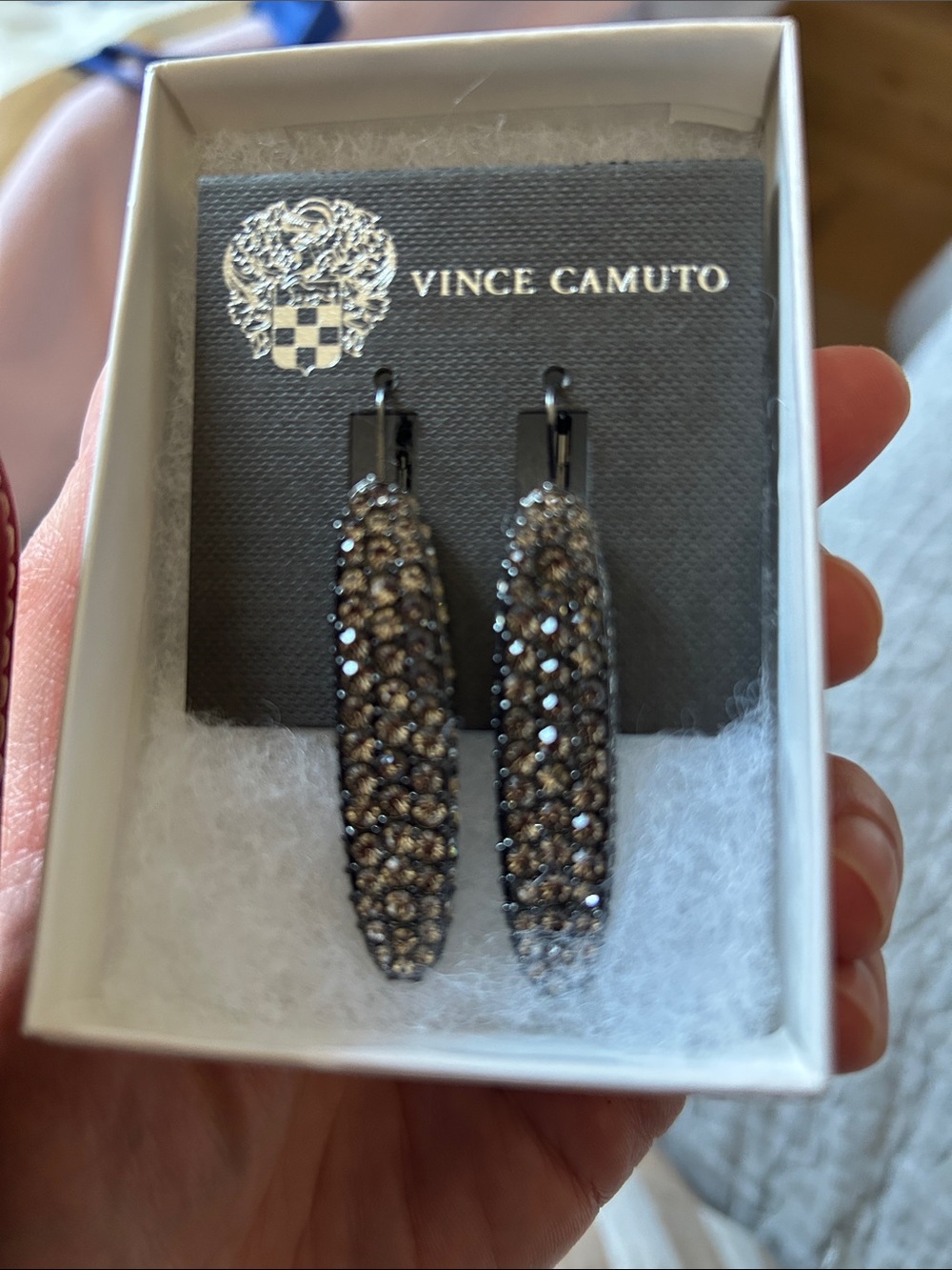 Vince Camuto Gunmetal Pavé Hoop Earrings